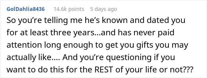 Comment questioning a boyfriend's attention to meaningful gifts after gifting Pokémon cards for Christmas.