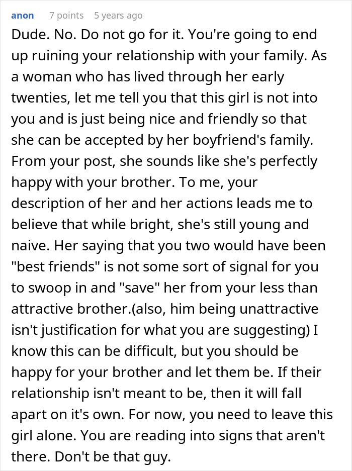 Man Thinks Brother’s Girlfriend Is Into Him, Learns The Hard Way She Isn’t: “You Need Therapy” Man Thinks Brother’s Girlfriend Is Into Him, Learns The Hard Way She Isn’t: “You Need Therapy”