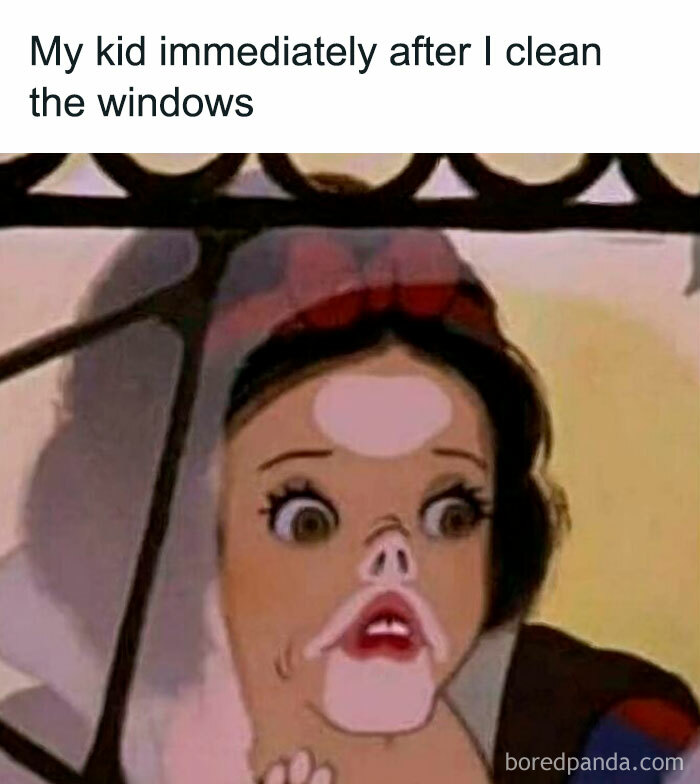 A meme showing a cartoon character with a silly face pressed against glass, capturing the daily joys and struggles of a dad.