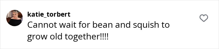A comment expressing excitement for "bean and squish" from a bride in a viral $59 million wedding.