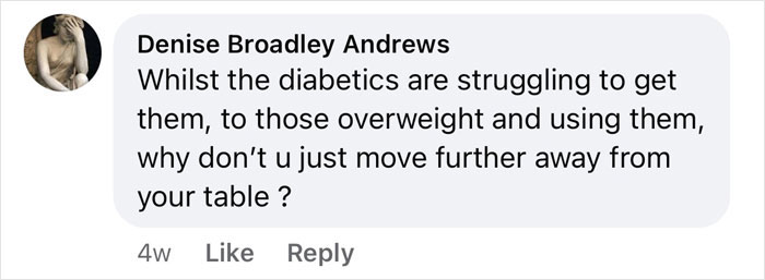 Comment expressing opinion on Ozempic use for weight management. Comment expressing opinion on Ozempic use for weight management.