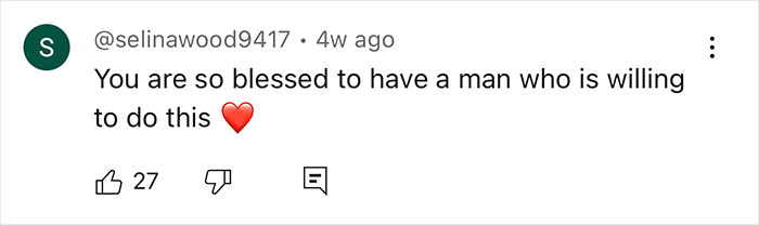 Social media comment with a heart emoji praising a man's efforts in off-grid yurt life. Social media comment with a heart emoji praising a man's efforts in off-grid yurt life.