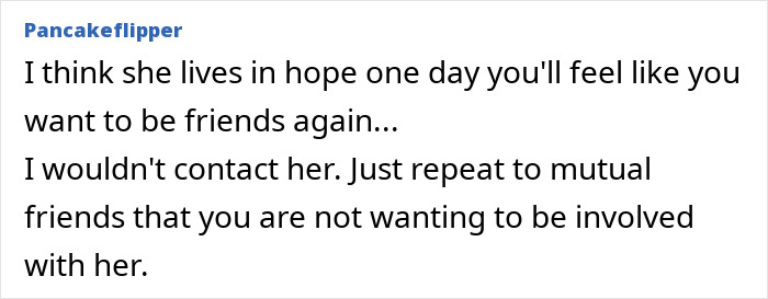 Text message advice about dealing with an ex-friend tracking acquaintances.