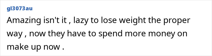 Text comment on Ozempic face treatment costing $9000, critiquing weight loss shortcuts.