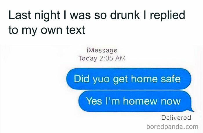 Text exchange meme humorously depicting a person replying to their own message, capturing the essence of dating.