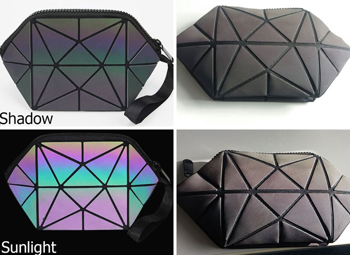Geometric bag showing color change in shadow and sunlight, highlighting funny online shopping fails.