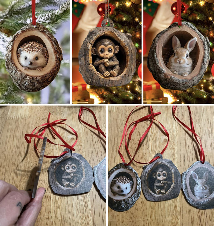 Funny online shopping fails with misleading animal decorations compared side-by-side.