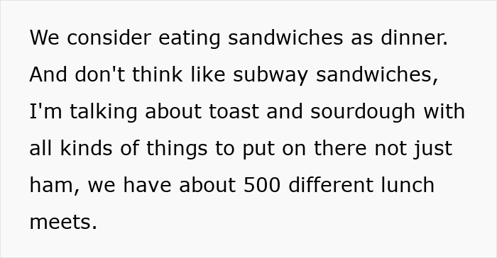 Text highlighting German cultural insights about eating sandwiches for dinner.