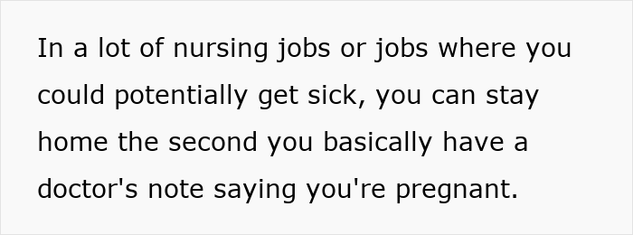 German woman's insight on nursing job policies allowing pregnant staff to stay home with a doctor's note.