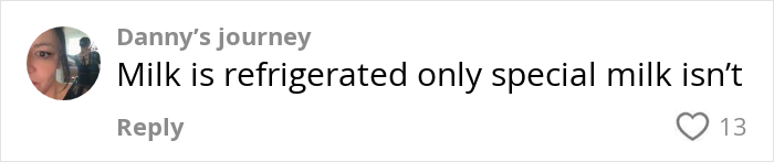 Comment discussing German cultural insight on milk refrigeration.