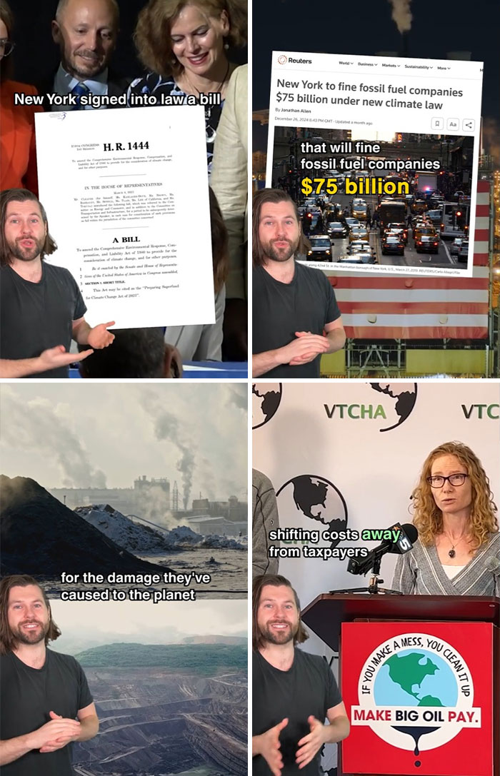 New York introduces a climate law fining fossil fuel companies $75 billion, shifting costs from taxpayers.