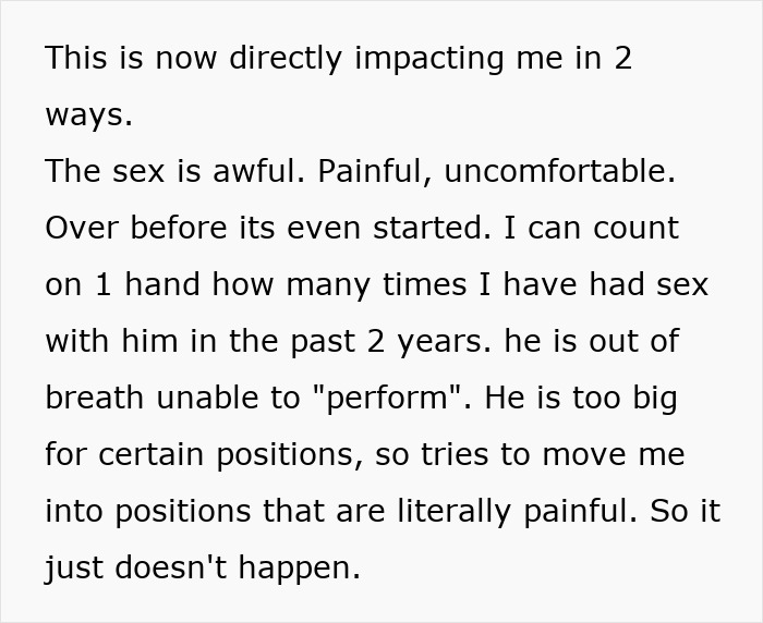 Text describing relationship struggles due to partner's snoring and discomfort.