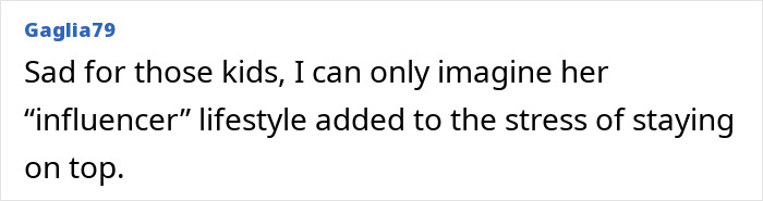 Comment discussing influencer lifestyle and stress.
