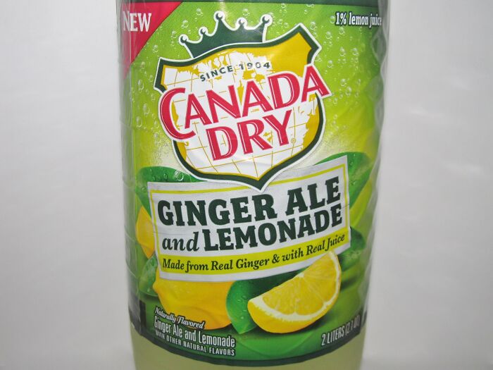 Canada Dry Ginger Ale and Lemonade bottle, emphasizing use of "real ginger" in the false advertisements context.