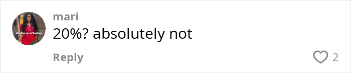 Comment from user disagreeing with a 20% rule, related to a Canadian's viral lottery win advice.