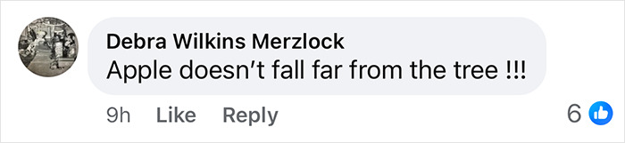 A Facebook user comments, "Apple doesn&rsquo;t fall far from the tree !!!