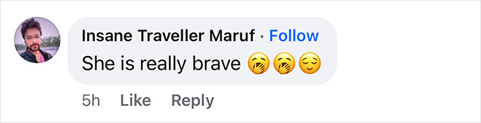"Comment on bravery with emojis from user, mentioning 'she is really brave'.