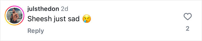 Comment on a post about male stripper experiences at bachelorette parties, expressing disappointment with a sad emoji.