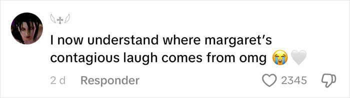 Comment on Margaret Qualley&rsquo;s laugh linked to her mom, emoji reactions show surprise and love.