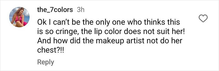 Instagram comment critiquing a lip color in a Mac Cosmetics ad with Martha Stewart. Instagram comment critiquing a lip color in a Mac Cosmetics ad with Martha Stewart.