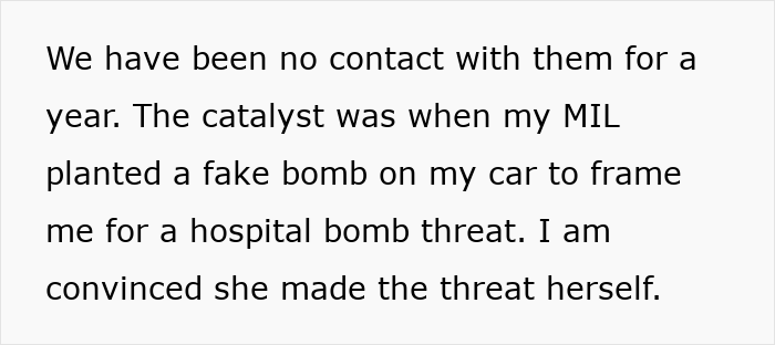 Text detailing a couple's conflict with the MIL and legal escalation.