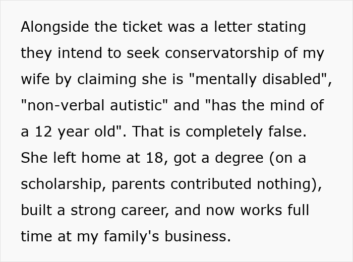 Text recounting a MIL's false claims about daughter-in-law, leading to couple seeking legal help.