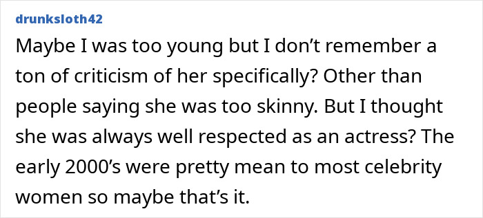 Text discussing celebrity actress criticism and perception in the early 2000s. Text discussing celebrity actress criticism and perception in the early 2000s.