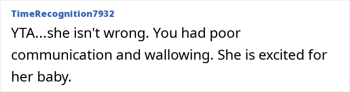 Comment screenshot about poor communication, related to a pregnant woman's mean comment causing tears. Comment screenshot about poor communication, related to a pregnant woman's mean comment causing tears.