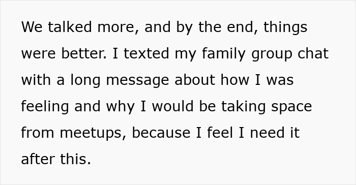 Text message about needing space after a family conflict over miscarriage comment. Text message about needing space after a family conflict over miscarriage comment.