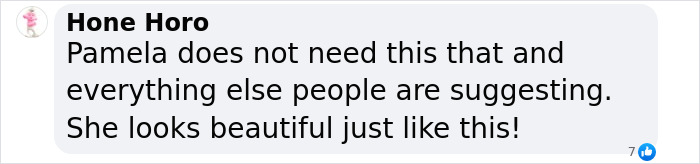 Comment praising Pamela Anderson's makeup-free look sparks debate.