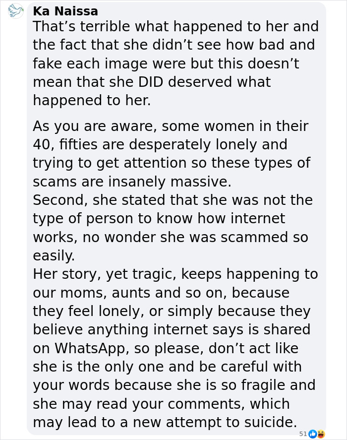 Text from a social media post about a fake AI scam involving a celebrity impersonation. Text from a social media post about a fake AI scam involving a celebrity impersonation.