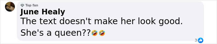 "Comment on comparison to Khaleesi: 'The text doesn't make her look good. She's a queen??' with laughing emojis.