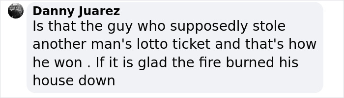 Comment discussing a billionaire house fire incident.