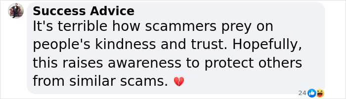 Text about raising awareness against scams after a fake AI scam incident. Text about raising awareness against scams after a fake AI scam incident.