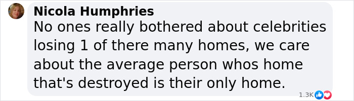 Comment criticizing celebrities for overshadowing ordinary people's struggles during LA wildfires. Comment criticizing celebrities for overshadowing ordinary people's struggles during LA wildfires.