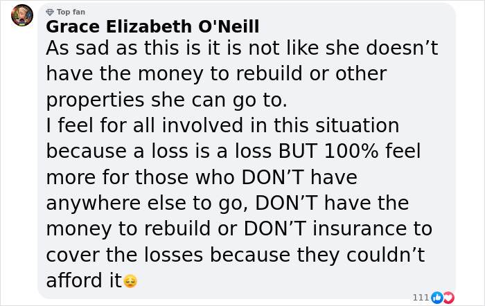 Comment criticizing celebrities for overshadowing others during LA wildfires. Comment criticizing celebrities for overshadowing others during LA wildfires.