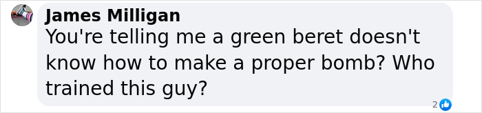 James Milligan's comment questioning the training of the man behind the Cybertruck explosion.