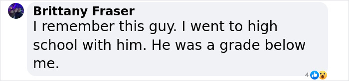 Comment from Brittany Fraser recalling a classmate related to the Cybertruck explosion incident.