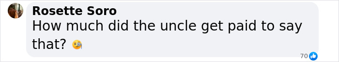 Comment questioning the uncle's statement about the Cybertruck explosion.