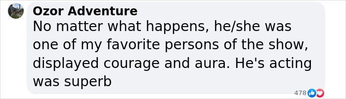 Comment praising Squid Game actor's courage and acting, despite controversy. Comment praising Squid Game actor's courage and acting, despite controversy.