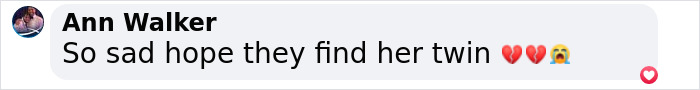 Comment expressing sadness in search for missing sisters.