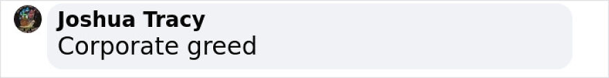 "Poll response highlighting work annoyance: corporate greed."