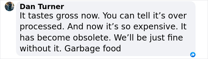 User comments on McDonald's food, describing it as over-processed and expensive.