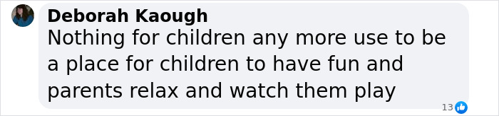 Text message from Deborah Kaough expressing nostalgia for McDonald's as a fun place for children.