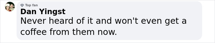 Text comment from user Dan Yingst about Cosmcs and McDonalds, expressing dissatisfaction.