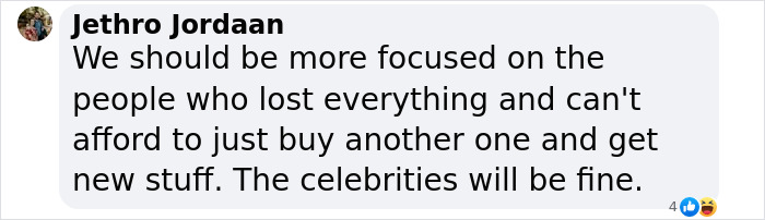 Text message criticizing celebrities for stealing spotlight during LA wildfires, highlighting real victims' struggles. Text message criticizing celebrities for stealing spotlight during LA wildfires, highlighting real victims' struggles.