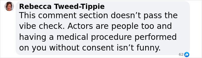 Comment on unauthorized procedure during surgery displayed.