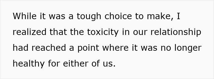 Text about a tough choice concerning a toxic relationship.