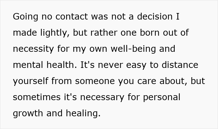 Text about prioritizing well-being and mental health, highlighting the necessity of going no contact for growth.