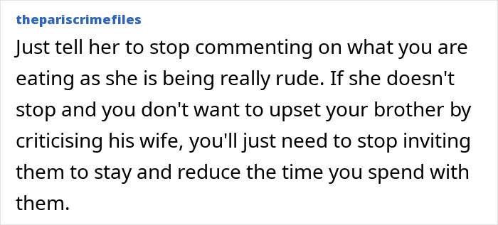 SIL Can’t Stop Making Remarks About Woman’s Eating Habits, Embarrassed When Nephew Confronts Her SIL Can’t Stop Making Remarks About Woman’s Eating Habits, Embarrassed When Nephew Confronts Her